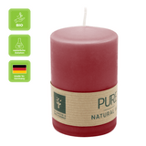 100% PURE, NATURAL WAX, Stumpenkerze, Karminrot, WENZEL, 90/60 mm, Brenndauer ca. 25h, 100% plastikfrei