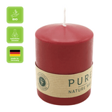 100% PURE, NATURAL WAX, Stumpenkerze, Karminrot, WENZEL, 90/70 mm, Brenndauer ca. 38h, 100% plastikfrei - luterna.de
