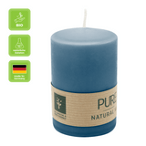 100% PURE, NATURAL WAX, Stumpenkerze, Nachtblau, WENZEL, 90/60 mm, Brenndauer ca. 25h, 100% plastikfrei - luterna.de