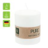 100% PURE, NATURAL WAX, Stumpenkerze, Natural, WENZEL, 90/70 mm, Brenndauer ca. 38h, 100% plastikfrei - luterna.de