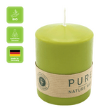 100% PURE, NATURAL WAX, Stumpenkerze, Olive, WENZEL, 90/70 mm, Brenndauer ca. 38h, 100% plastikfrei