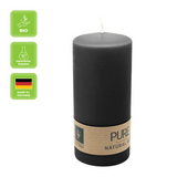 100% PURE, NATURAL WAX, Stumpenkerze, Schwarz, WENZEL, 130/60 mm, Brenndauer ca. 41h, 100% plastikfrei