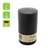 100% PURE, NATURAL WAX, Stumpenkerze, Schwarz, WENZEL, 130/70 mm, Brenndauer ca. 52h, 100% plastikfrei - luterna.de