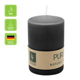 100% PURE, NATURAL WAX, Stumpenkerze, Schwarz, WENZEL, 90/60 mm, Brenndauer ca. 25h, 100% plastikfrei