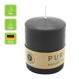 100% PURE, NATURAL WAX, Stumpenkerze, Schwarz, WENZEL, 90/70 mm, Brenndauer ca. 38h, 100% plastikfrei - luterna.de