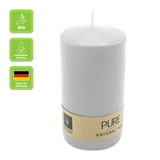 100% PURE, NATURAL WAX, Stumpenkerze, Silbergrau, WENZEL, 130/70 mm, Brenndauer ca. 52h, 100% plastikfrei
