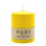 PURE NATURAL WAX, Zitrone, Stumpenkerze, WENZEL, 90/70 mm, Brenndauer ca. 30h, 100% plastikfrei