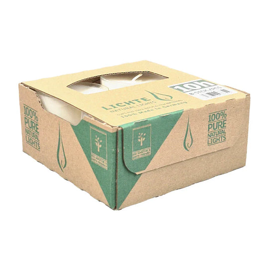 100% PURE NATURAL LIGHTS, vegane Teelichter mit 100% Rapswachsfüllung, 24/56 mm, Brenndauer ca. 10h, 8 Stück