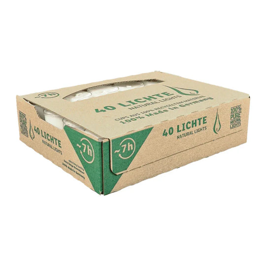 100% PURE NATURAL LIGHTS, vegane Teelichter mit 100% Rapswachsfüllung, 24/38 mm, Brenndauer ca. 7h, 40 Stück