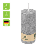 100% PURE, OLIVE WAX, vegane Stumpenkerze, Anthrazit, WENZEL, 130/60 mm, Brenndauer ca. 40h