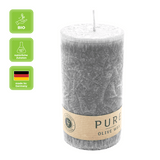 100% PURE, OLIVE WAX, vegane Stumpenkerze, Anthrazit, WENZEL, 130/70 mm, Brenndauer ca. 59h - luterna.de