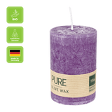 100% PURE, OLIVE WAX, vegane Stumpenkerze, Erika, WENZEL, 90/60 mm, Brenndauer ca. 27h - luterna.de