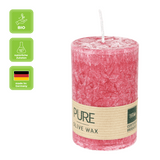 100% PURE, OLIVE WAX, vegane Stumpenkerze, Karminrot, WENZEL, 90/60 mm, Brenndauer ca. 27h - luterna.de