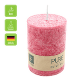 100% PURE, OLIVE WAX, vegane Stumpenkerze, Karminrot, WENZEL, 90/70 mm, Brenndauer ca. 40h - luterna.de