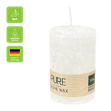 100% PURE, OLIVE WAX, vegane Stumpenkerze, Natural, WENZEL, 90/60 mm, Brenndauer ca. 27h
