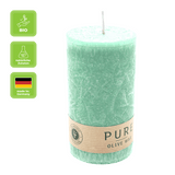 100% PURE, OLIVE WAX, vegane Stumpenkerze, Smaragd, WENZEL, 130/70 mm, Brenndauer ca. 59h - luterna.de