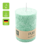 100% PURE, OLIVE WAX, vegane Stumpenkerze, Smaragd, WENZEL, 90/70 mm, Brenndauer ca. 40h - luterna.de