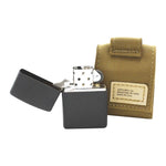 ZIPPO Black Crackle Coyote Pouch Geschenkset, ZIPPO-Feuerzeug inkl. Feuerzeugbeutel