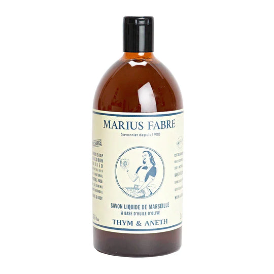 Marseiller Flüssigseife, mit ätherischen Ölen aus Thymian & Dill, Marius Fabre, Nachfüller, 1 l, Körperpflege, NSL1LTA