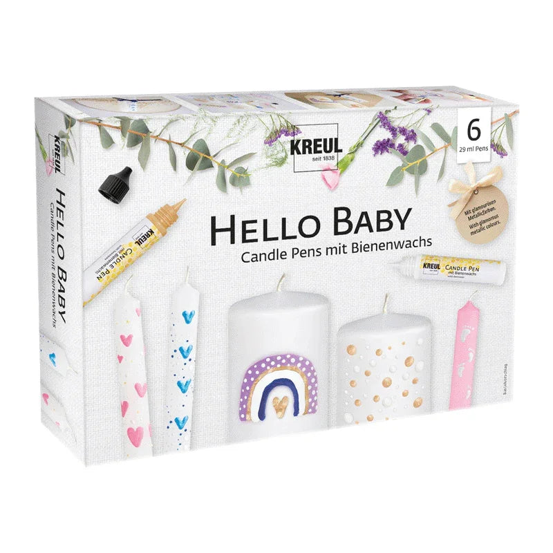 KREUL Candle Pen, 6er Set Hello Baby, Kerzenstifte, 29 ml –