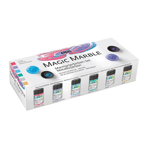 KREUL Magic Marble Marmorierfarben-Set, Metallic, 6 Farben je 20 ml