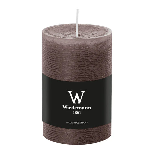 Stumpenkerze aus Paraffin, Schlamm, Marble Rustik, Wiedemann, 100/68 mm, Brenndauer ca. 42h, durchgefärbt