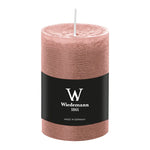 Stumpenkerze aus Paraffin, Rosenholz, Marble Rustik, Wiedemann, 100/68 mm, Brenndauer ca. 42h, durchgefärbt