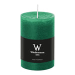 Stumpenkerze aus Paraffin, Seegrün, Marble Rustik, Wiedemann, 100/68 mm, Brenndauer ca. 42h, durchgefärbt