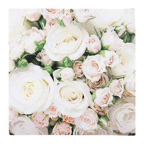 Cocktailservietten „Romantic Roses“, 25x25 cm, 3-lagig, Home Fashion®, 20 Stück, Geburtstag, Hochzeit, Jubiläum