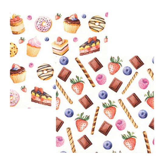 Cocktailservietten „Sweet Allover“, 25x25 cm, 3-lagig, Home Fashion®, 2 Motive je 10 Stück