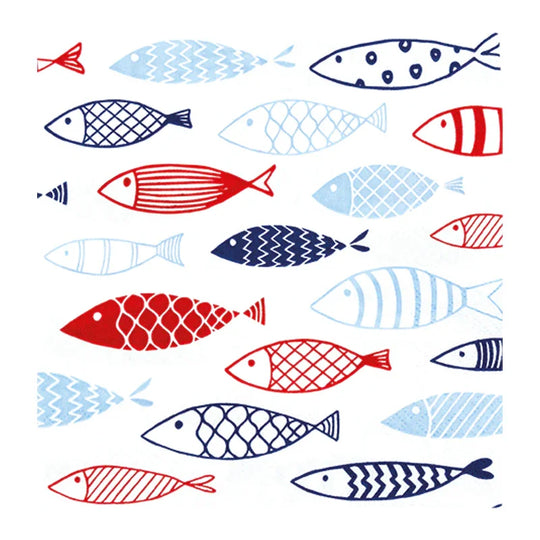Lunchservietten „Fish on Tour“, 33x33 cm, 3-lagig, Home Fashion®, 20 Stück