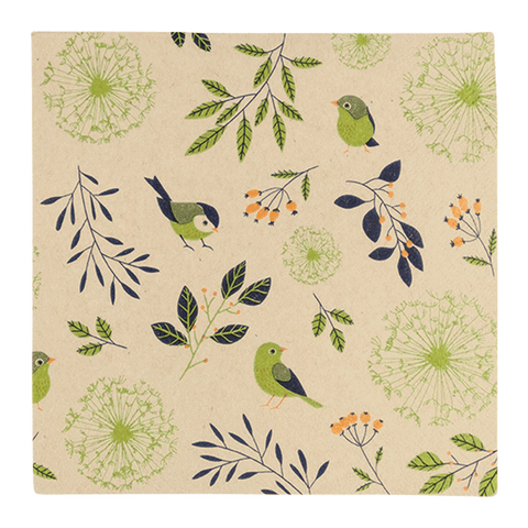 Recyclingservietten „Birds and Twigs green“, 33x33 cm, 2-lagig, Home Fashion®, 20 Stück