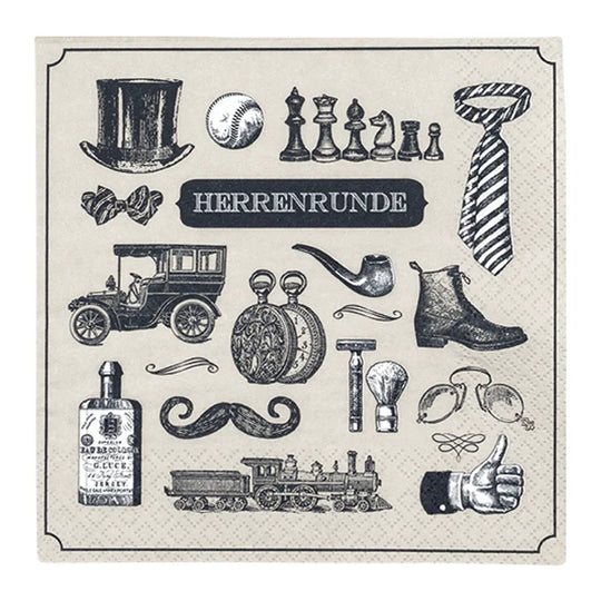 Lunchservietten „Herrenrunde“, 33x33 cm, 3-lagig, Home Fashion®, 20 Stück