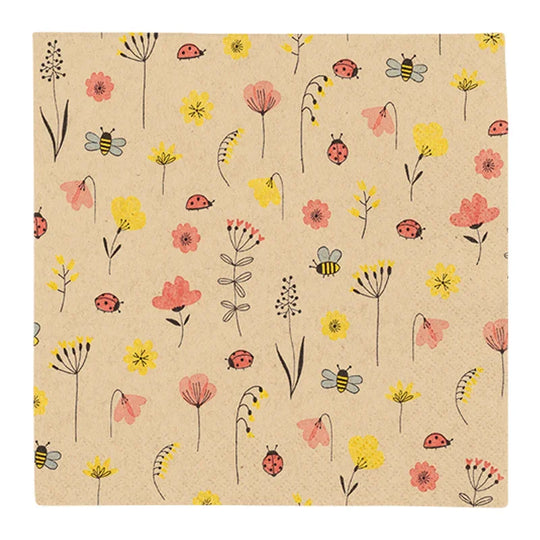 Recyclingservietten „Ladybugs and Bees“, 33x33 cm, 2-lagig, Home Fashion®, 20 Stück