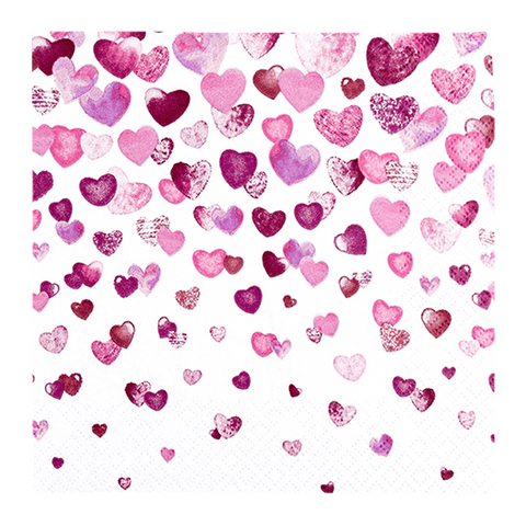 Lunchservietten „Lovely Hearts“, 33x33 cm, 3-lagig, Home Fashion®, 20 Stück, Geburt, Geburtstag, Hochzeit, Schulanfang, Taufe, Valentinstag