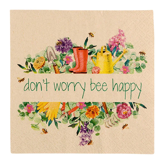 Recyclingservietten „Bee Happy“, 33x33 cm, 2-lagig, Home Fashion®, 20 Stück