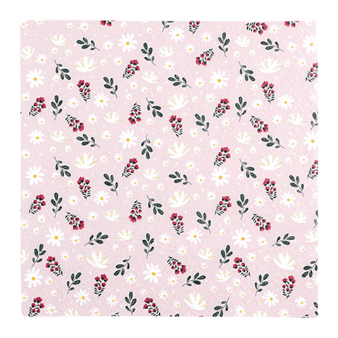 Lunchservietten „Petites Fleurs rose“, 33x33 cm, 3-lagig, Home Fashion®, 20 Stück, Gartenfest, Picknick, Taufe