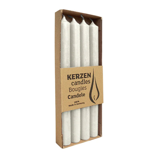 RUSTIC-Stabkerzen Wollweiß, WENZEL, 250/22 mm, Brenndauer ca. 10h, plastikfrei, 4 Stück