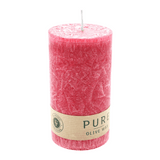PURE OLIVE Stumpenkerze Karminrot, 130/70 mm, WENZEL, Brenndauer 52h, plastikfrei, vegan
