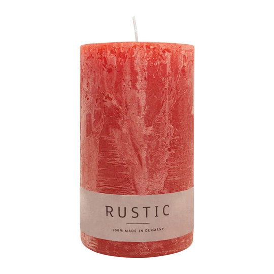 RUSTIC-Stumpenkerze Rubin, WENZEL, 140/80 mm, Brenndauer ca. 76h, selbstverlöschend