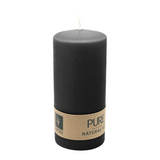 PURE Stumpenkerze Schwarz, 130/60 mm, WENZEL, Brenndauer 40h, plastikfrei, selbstverlöschend