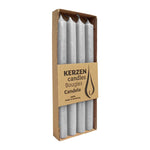 RUSTIC-Stabkerzen Silbergrau, WENZEL, 250/22 mm, Brenndauer ca. 10h, plastikfrei, 4 Stück