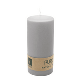 PURE Stumpenkerze Silbergrau, 130/60 mm, WENZEL, Brenndauer 40h, plastikfrei, selbstverlöschend