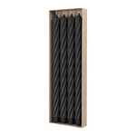 RUSTIC TWIST-Stabkerzen Schwarz, WENZEL, 350/28 mm, Brenndauer ca. 23h, 4 Stück