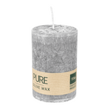 PURE OLIVE Stumpenkerze Anthrazit, 90/60 mm, WENZEL, Brenndauer 25h, plastikfrei, vegan
