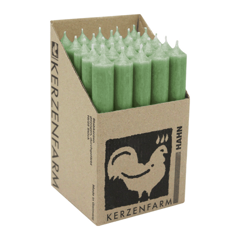 Stabkerzen aus Paraffin, 180/22 mm, Jadegrün, KERZENFARM HAHN, Brenndauer ca. 8h, 25 Stück pro Verpackung