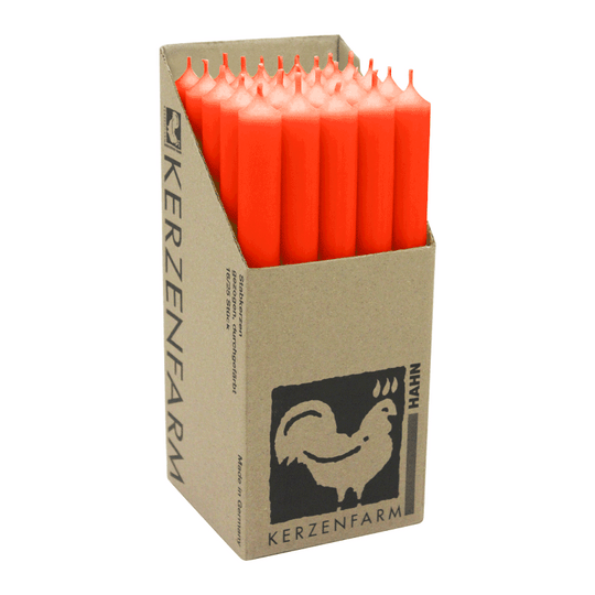 Stabkerzen Neon-Orange, 250/22 mm, KERZENFARM HAHN, Brenndauer 12h, 25 St.