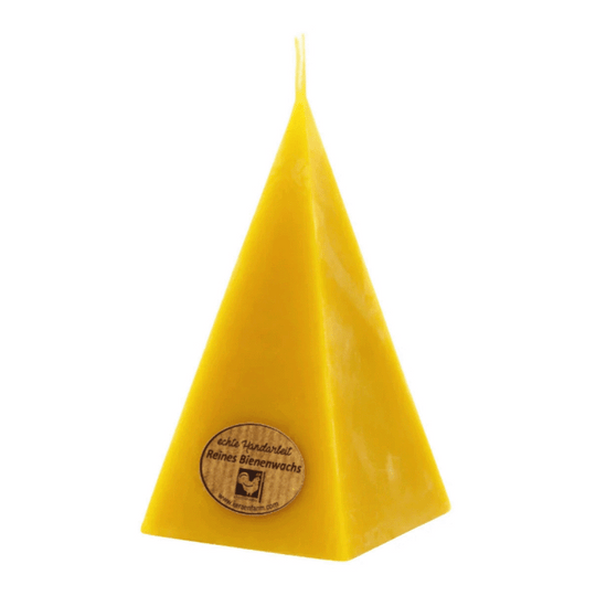 100% Bienenwachs Pyramidenkerze 140/60 mm, KERZENFARM HAHN, Brenndauer 15h