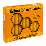 100% Bienenwachs Baumkerzen 100/12 mm, KERZENFARM HAHN, Brenndauer 1,15h, 20 St.