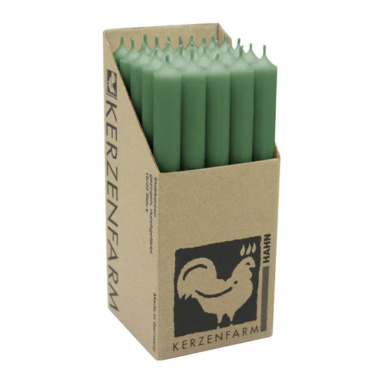 Stabkerzen aus Paraffin, 250/22 mm, Kieferngrün, KERZENFARM HAHN, Brenndauer ca. 12h, 25 Stück pro Verpackung